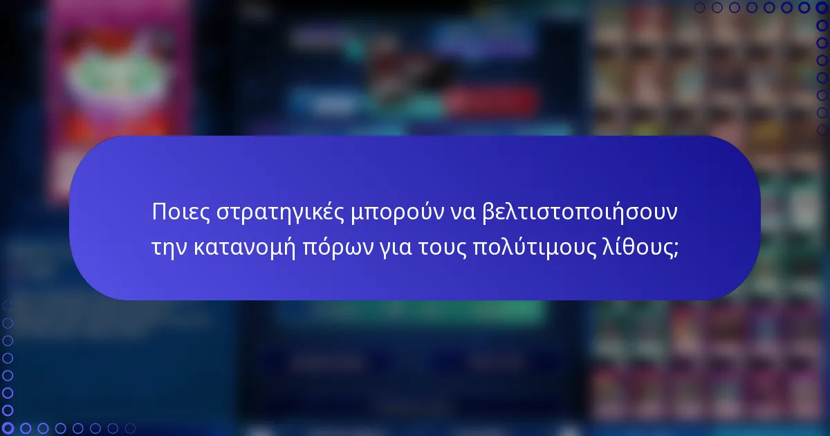 Ποιες στρατηγικές μπορούν να βελτιστοποιήσουν την κατανομή πόρων για τους πολύτιμους λίθους;