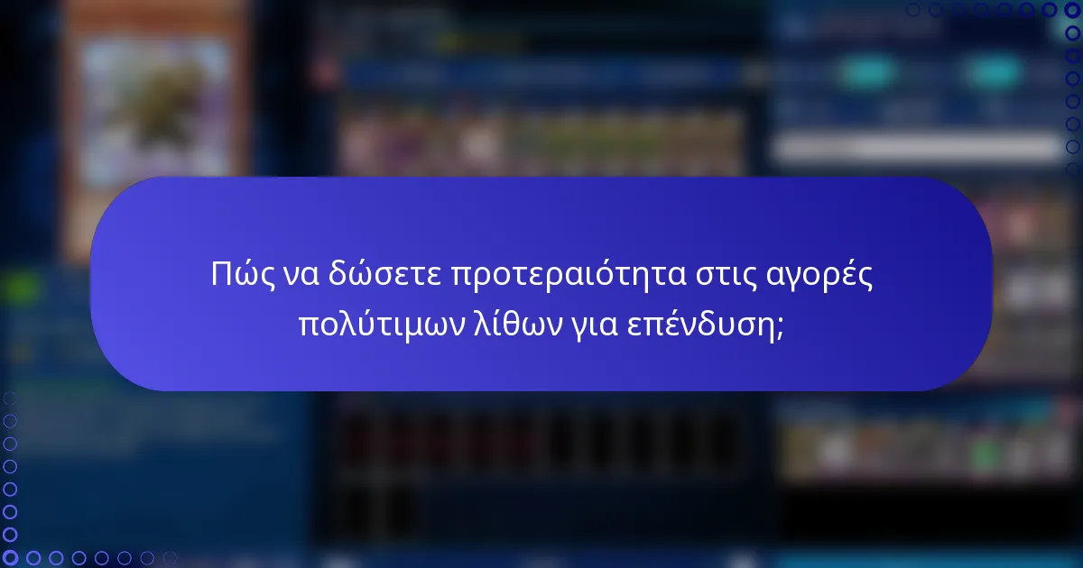 Πώς να δώσετε προτεραιότητα στις αγορές πολύτιμων λίθων για επένδυση;